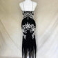 Black Vintage Beaded Fairy Dress Gorgeous Flowing Y2K Dress Floral Beaded Ball Gown Evening Gown Party Dress nv4239