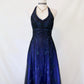 🥀 Vintage Dark Blue Glitter Ombre Beaded Long Tulle Ball Gown Evening Dress Party Dress nv4980