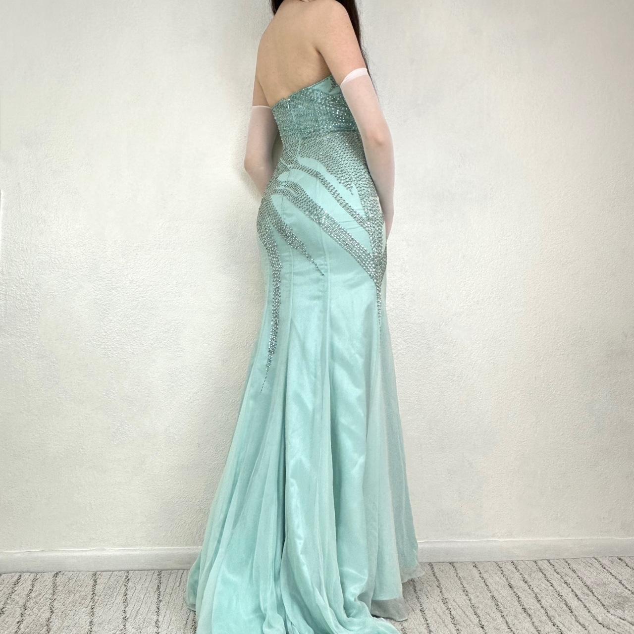 Green gorgeous beaded long satin ball gown evening dress nv4484