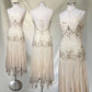 Ivory Beaded Long Chiffon Dress Party Dress Ruffled Evening Dress Ball Gown  nv4579