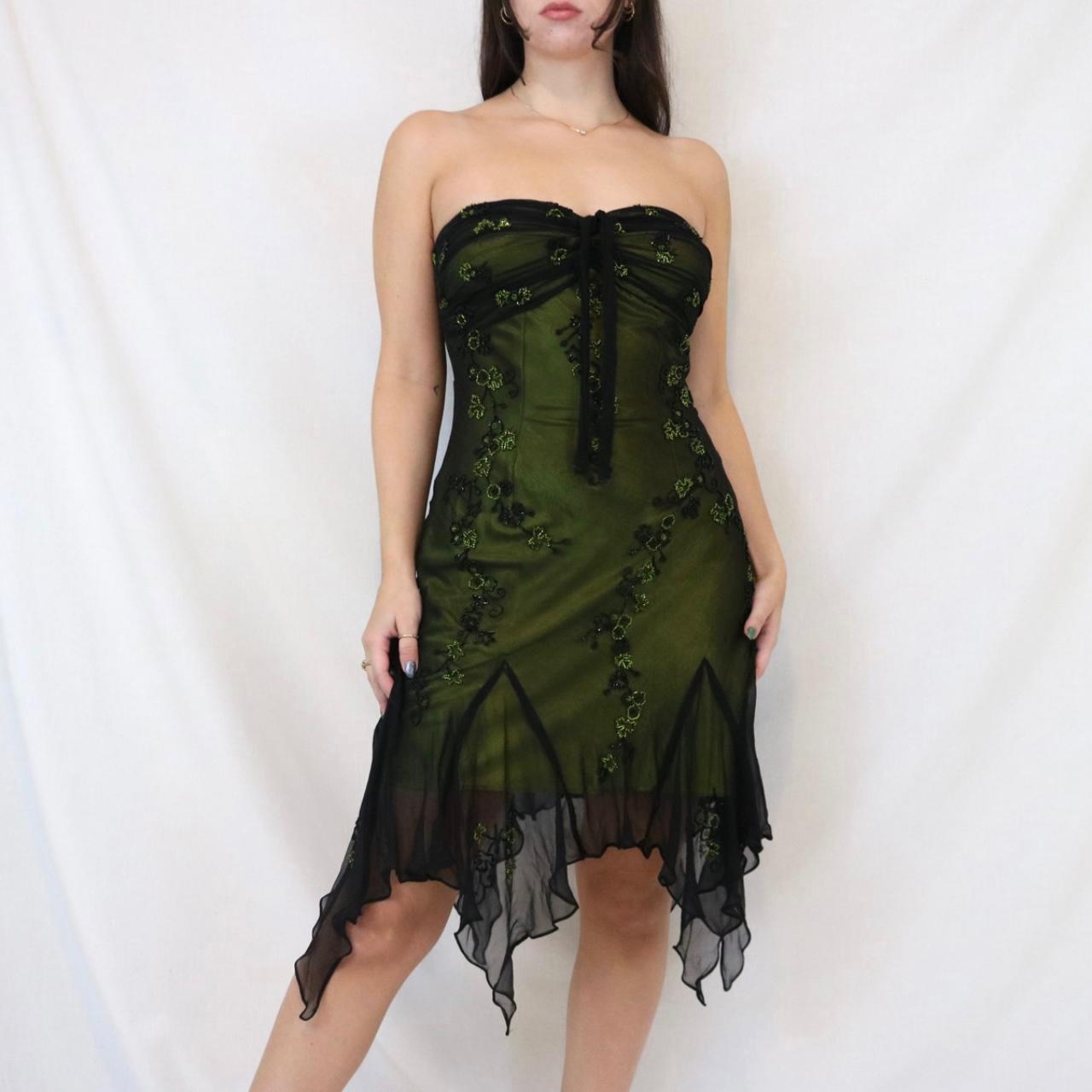 Robe de soirée longue en mousseline de soie verte à perles vintage, robe de soirée d'anniversaire, nv4991