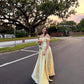 Yellow Elegant Long Off Shoulder Satin Ball Gown Evening Dress Party Dress nv4214