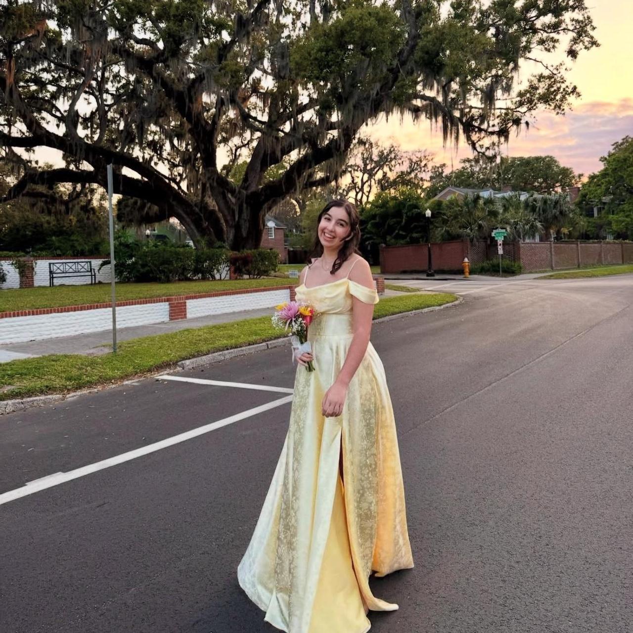 Yellow Elegant Long Off Shoulder Satin Ball Gown Evening Dress Party Dress nv4214
