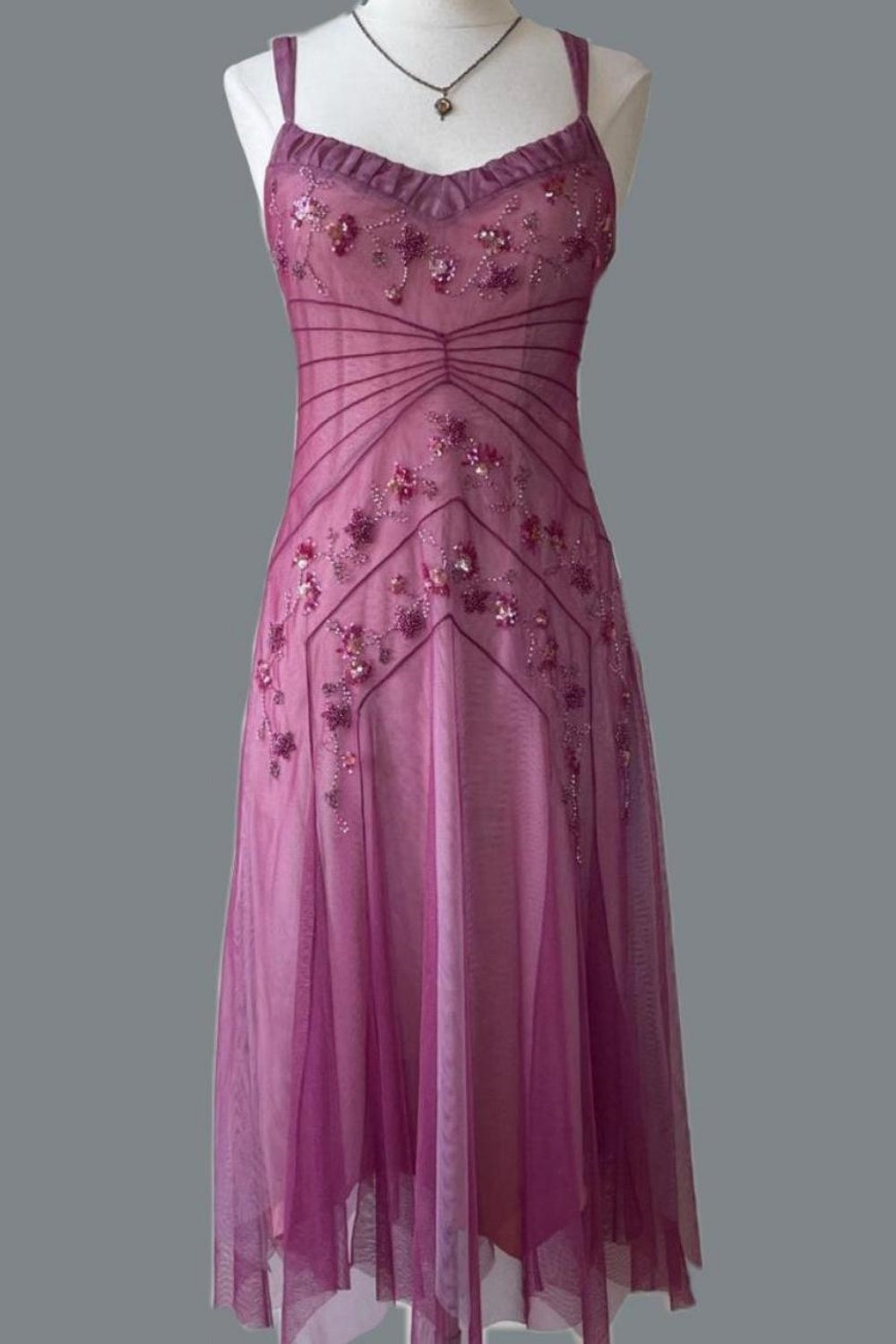 NiceVestidos--Pink beaded mid-length homecoming dress prom dress NV5692