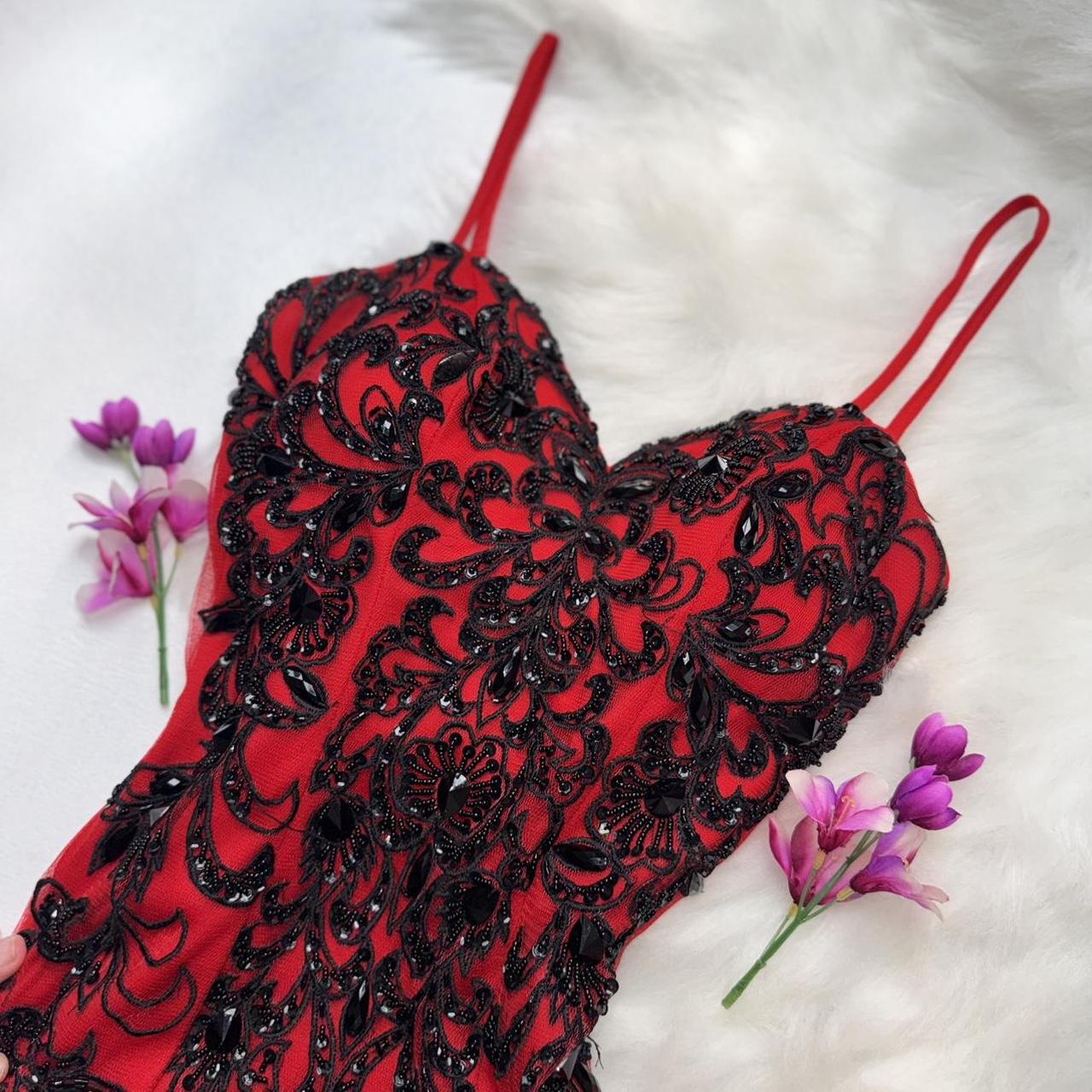 Red exquisite beaded long chiffon prom dress nv5330