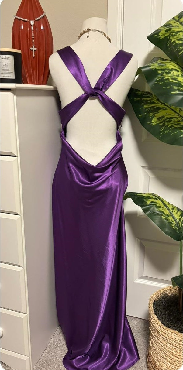 Purple vintage fashion exquisite beaded long satin floor-length ball gown, evening dress, party dress nv3704