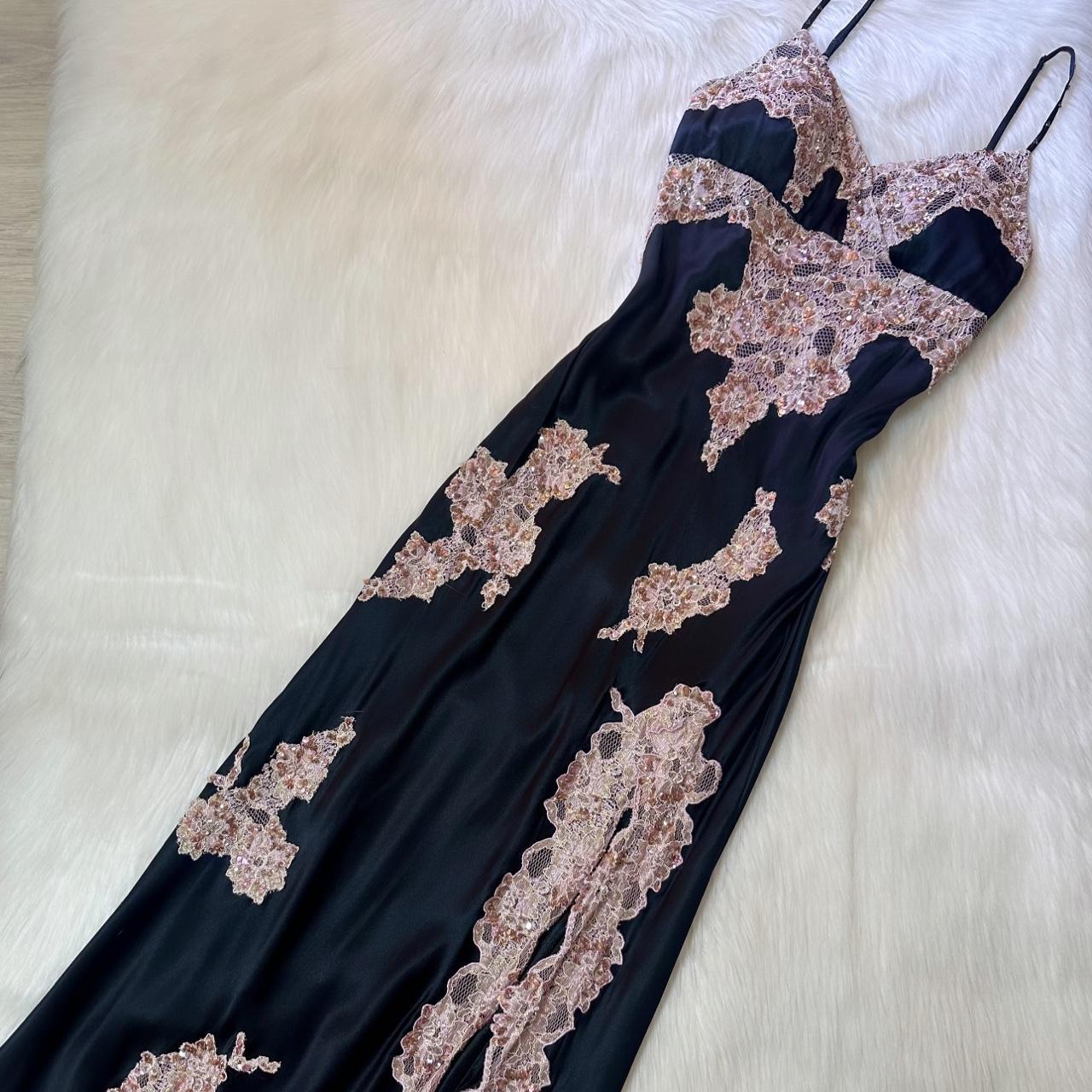 NiceVestidos-Black beautiful exquisite lace long satin formal prom dress nv5449