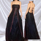 Robe de soirée longue en tulle et dentelle, rouge, noir, brillante, élégante, délicate, perles de strass, rétro, élégante, robe de bal, robe de soirée, nv3808