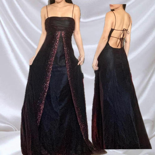 Red Black Shiny Elegant Delicate Rhinestone Beads Retro Elegant Lace Long Tulle prom dress Evening Dress Party Dress nv3808