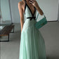 Mint green long fashionable V-neck chiffon prom dress evening dress wedding guest party dress nv5243