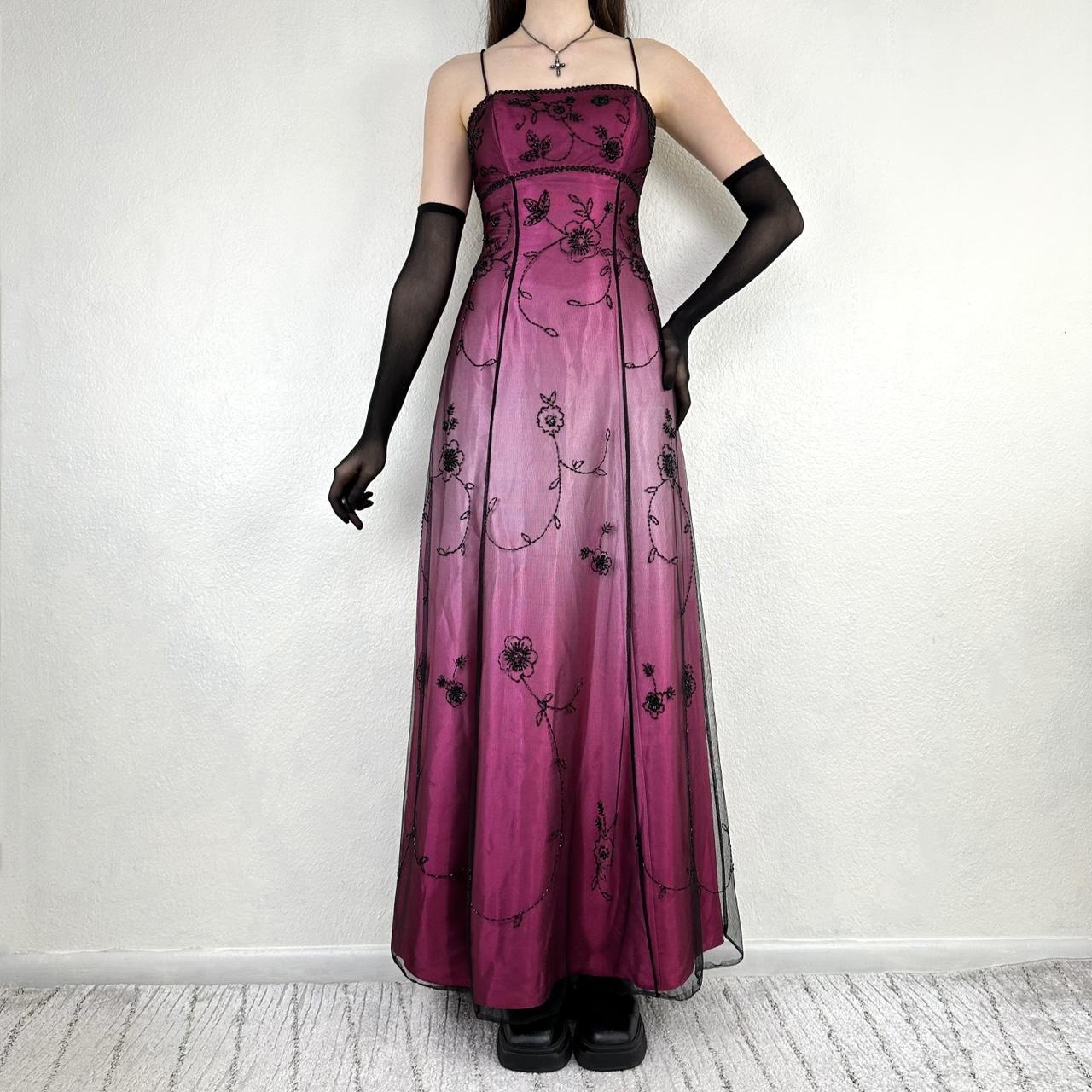 Robe de soirée courte en mousseline de soie rose rétro à imprimé floral exquis nv5421