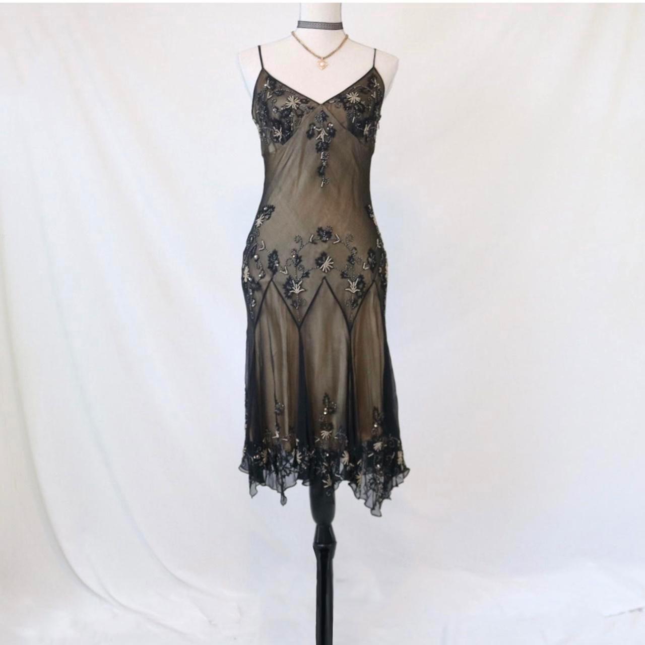 Robe de soirée courte/mi-longue en mousseline de soie marron ornée de perles, robe de fête d'anniversaire nv4978