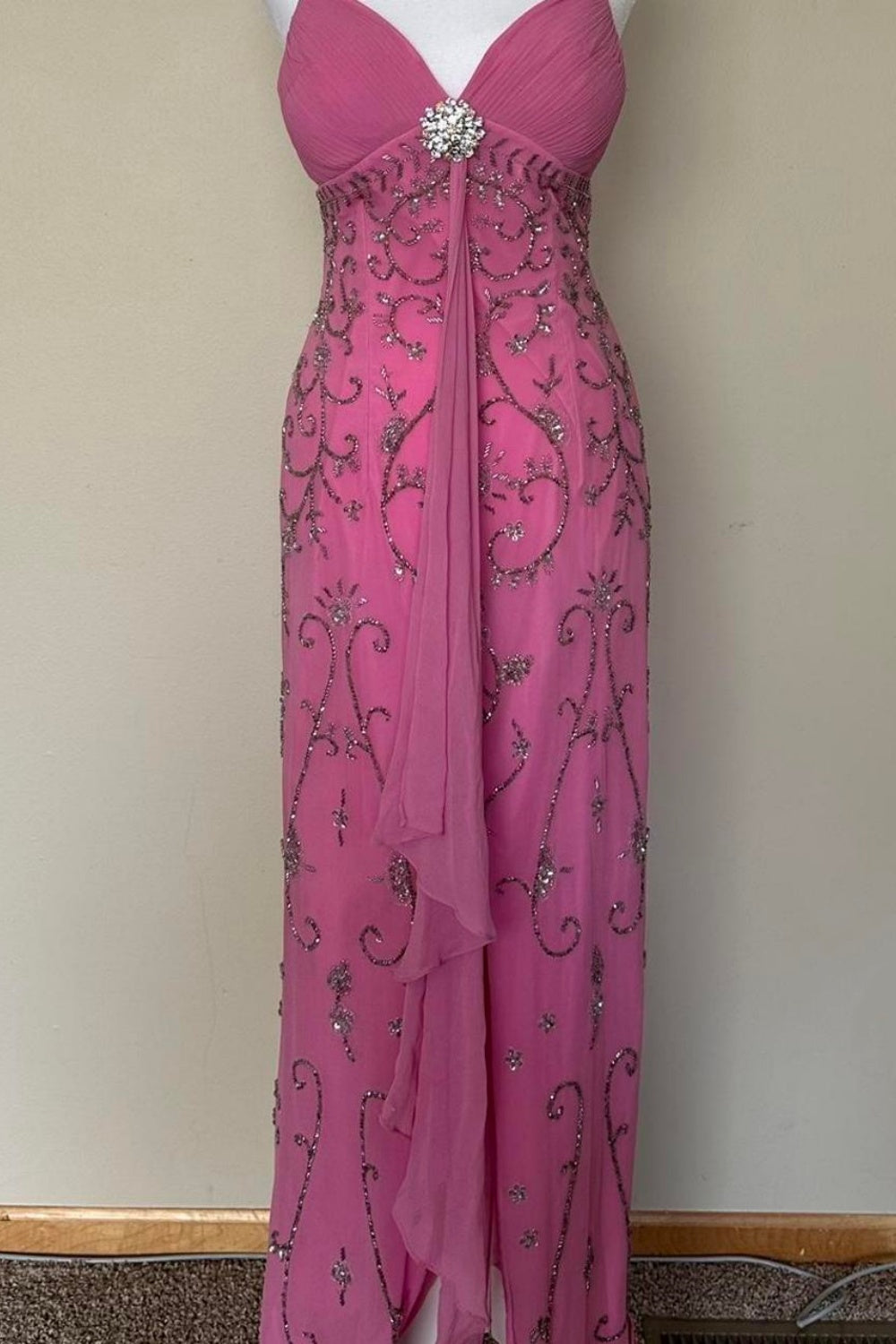 NiceVestidos-- Pink fairy exquisite beaded long chiffon prom dress NV5680
