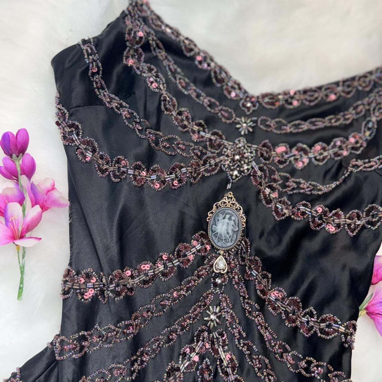 Black exquisite beaded long chiffon prom dress nv5329