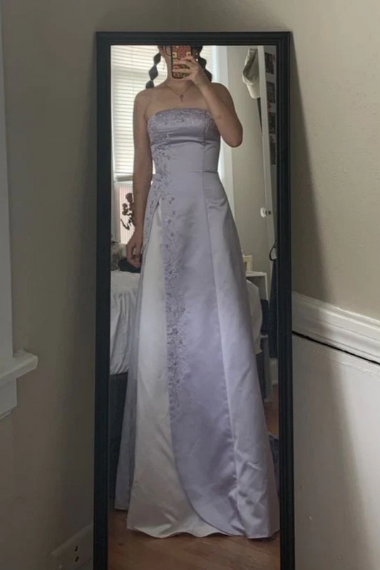 NiceVestidos--Vintage Lilac Floral Long Satin Prom Gown Fairy Dress Nv5603