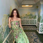 Pretty Sheath Strapless Green Floor Length Evening Dress Organza Prom Dresses With Embroidered nv5337