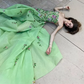Pretty Sheath Strapless Green Floor Length Evening Dress Organza Prom Dresses With Embroidered nv5337