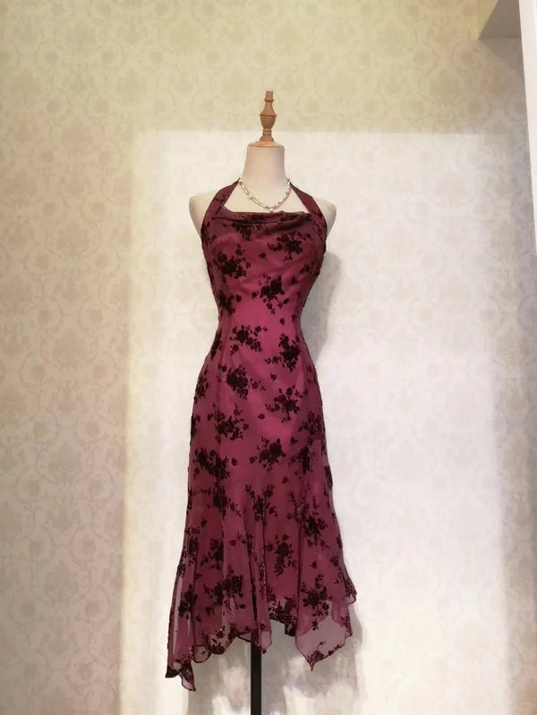 NiceVestidos--Floral Short Ruffle Chiffon Homecoming Dress NV5686