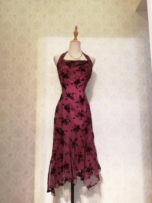 NiceVestidos – Kurzes Chiffon-Heimkehrkleid mit Blumenmuster und Rüschen, NV5686