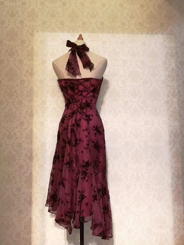 NiceVestidos--Floral Short Ruffle Chiffon Homecoming Dress NV5686