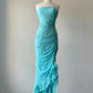 Blue exquisite beaded elegant off-shoulder mermaid slim long chiffon Prom Dress evening dress party dress nv4757
