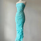 Blue exquisite beaded elegant off-shoulder mermaid slim long chiffon Prom Dress evening dress party dress nv4757