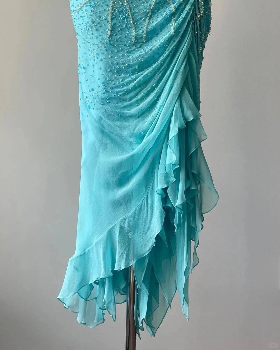 Blue exquisite beaded elegant off-shoulder mermaid slim long chiffon Prom Dress evening dress party dress nv4757