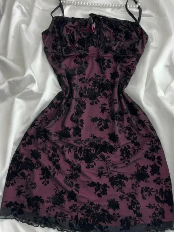 NiceVestidos-Purple/Brown Floral Short Chiffon Homecoming Dress Hoco Dress nv5490