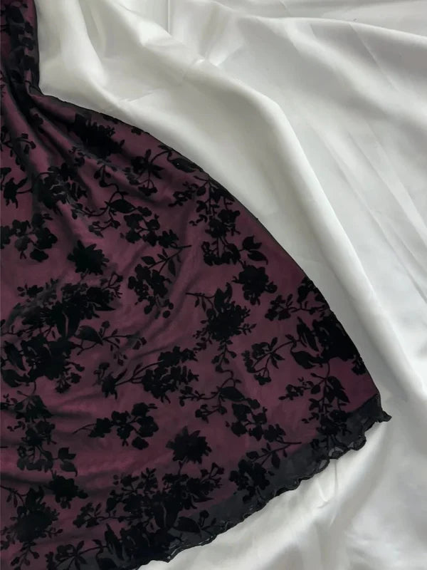 NiceVestidos-Purple/Brown Floral Short Chiffon Homecoming Dress Hoco Dress nv5490