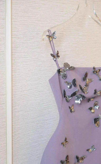 Robe courte de soirée papillon violette, robe de fête d'anniversaire nv5061