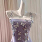 Robe courte de soirée papillon violette, robe de fête d'anniversaire nv5061