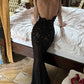 Fashion Spaghetti Strap Backless Lace Black Maxi Dress Sleeveless Dress Long Birthday Costume Prom Dress Evening Dress nv1820