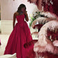 Robe de soirée longue en satin rose vif, simple et élégante, coupe A, épaules dénudées, nv2216
