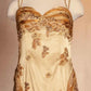 Gold Floral Elegant Long Satin Prom  Dress Evening Dress Party Dress nv4696