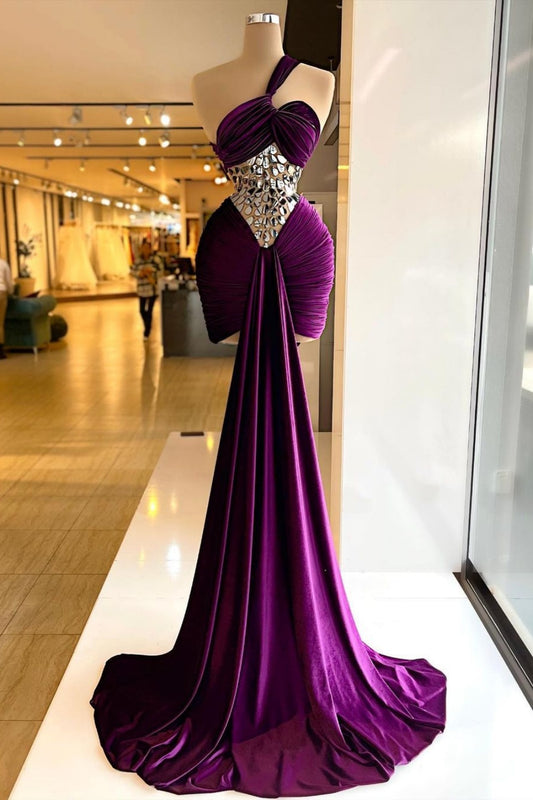 NiceVestidos-_Purple Exquisite Velvet Short Prom Dress NV6075