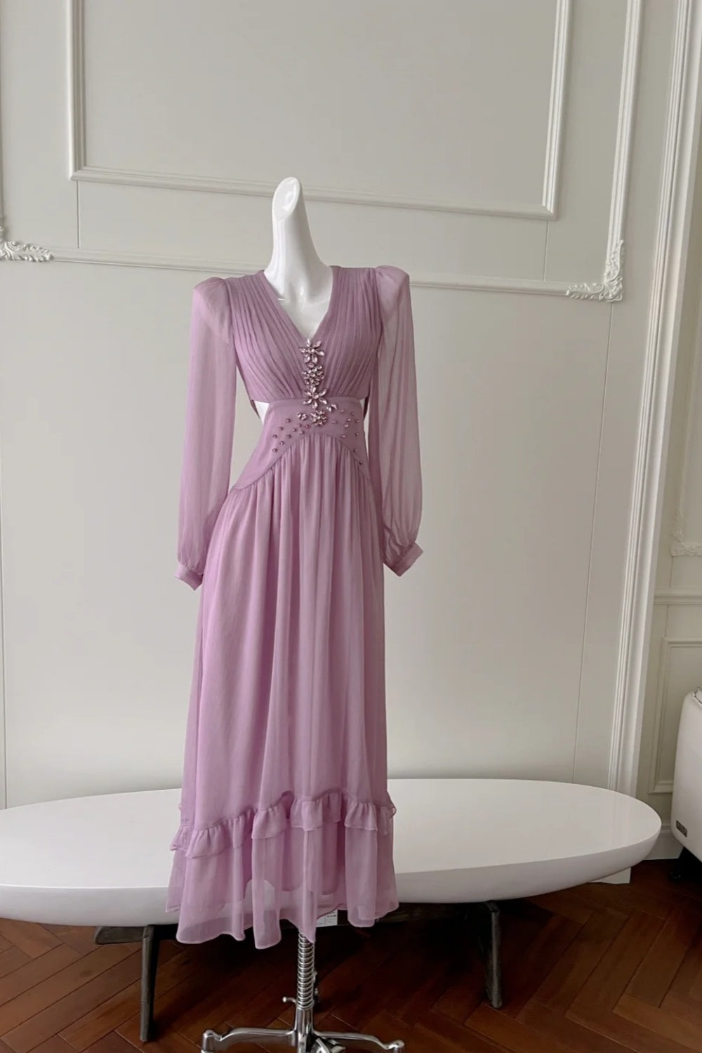 NiceVestidos – Lila Langarmkleid NV6080
