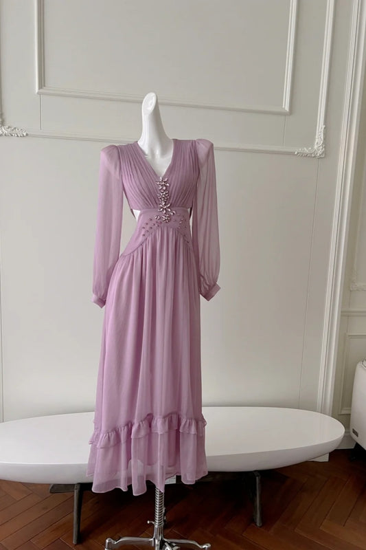 NiceVestidos-_Purple Long Sleeved Dress NV6080