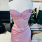 Blue Gorgeous Shiny Exquisite Beaded Long satin Slit Elegant Sexy Ball Gown Evening Dress Party Dress nv4148