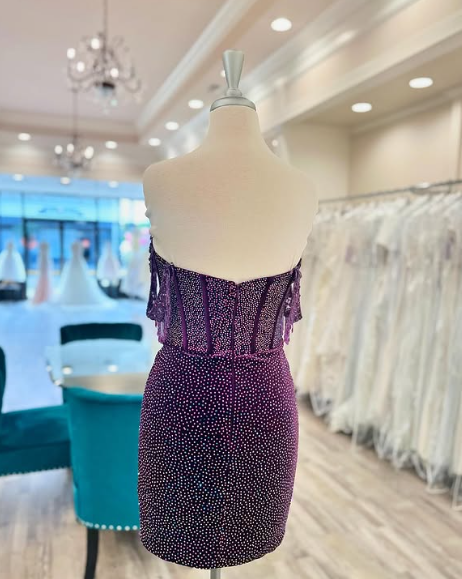 Purple shiny fashion off-shoulder short sequin homecoming dress prom e NiceVestidos Purple shiny fashion off-shoulder short sequin homecoming dress prom e NiceVestidos