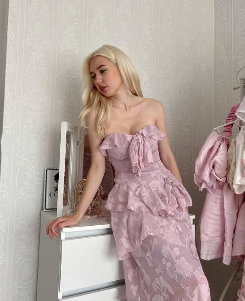 Pink Fashion Elegant Exquisite Lace Long Prom Dress Evening Dress Party Dress nv3524