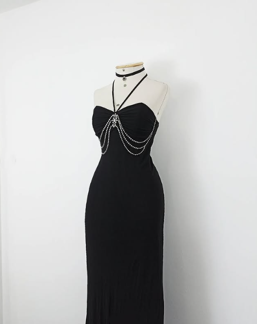 Black vintage elegant fashion long chiffon ball gown evening dress party dress nv3549