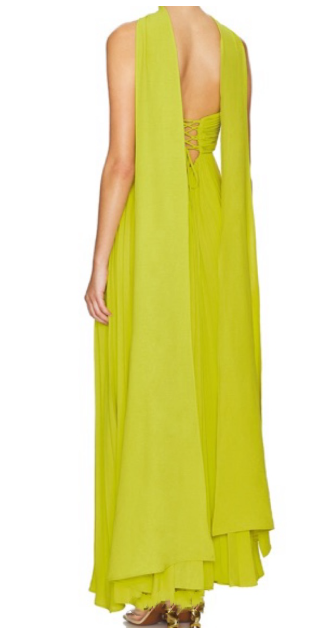 Yellow green fashion simple elegant tube top off shoulder long chiffon ball gown party dress evening dress with scarf nv2420