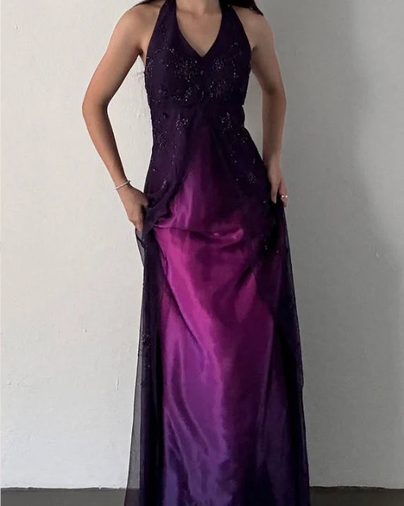 Lila Elegante Mode Exquisite Strap Lange Tüll Ballkleid Abendkleid Partykleid Ballkleid nv3977