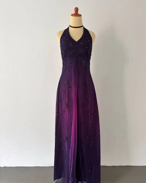 Lila Elegante Mode Exquisite Strap Lange Tüll Ballkleid Abendkleid Partykleid Ballkleid nv3977