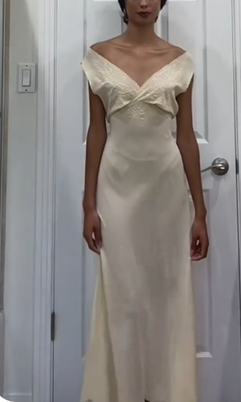 Ivory Fashion Elegant V-neck Long Slim Fit Satin Party Ball Gown Evening Dress Prom Dress Wedding Dress nv3934