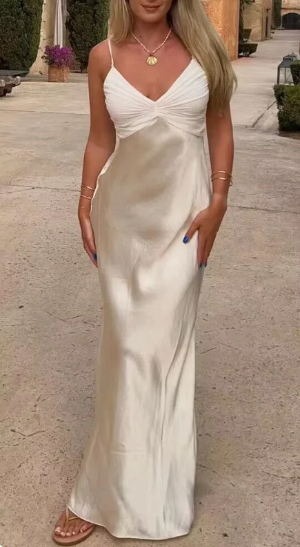 Robe de soirée sirène en satin champagne brillant, élégante, longue, à bretelles spaghetti, pour fête d'anniversaire, robe de bal, robe de bal, nv3950