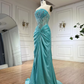 Green Luxury Strapless Mermaid Evening Dress Shiny Satin Beaded Long Formal Party Dress Prom Dress Evening Gown nv2415