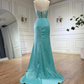 Green Luxury Strapless Mermaid Evening Dress Shiny Satin Beaded Long Formal Party Dress Prom Dress Evening Gown nv2415