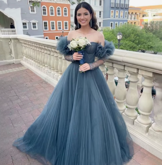 Blue/Pink Tulle Long Ball Gown A Line Evening Dress nv594 NiceVestidos Blue/Pink Tulle Long Ball Gown A Line Evening Dress nv594 NiceVestidos
