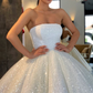 Glitter Strapless Ball Gown Wedding Dresses Sparkly Bridal Gown Prom Dress nv252
